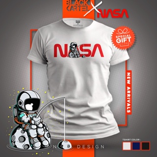 เสื้อยืดสีขาว - ▩สต็อกพร้อม! [ BAJU / เสื้อยืดสีดํา KARTEL ❌ NASA - ตกปลา ] นักบินอวกาศ MANCING TSH_59