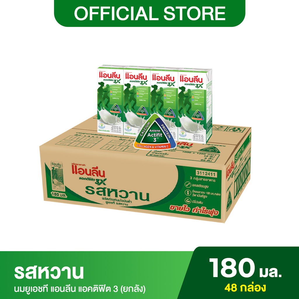 ภาพหน้าปกสินค้าAnlene Actifit 3 แอนลีน แอคติฟิต 3 นมยูเอชที รสหวาน ยกลัง 4x180 มล. (48 กล่อง) จากร้าน fonterra_official_store บน Shopee