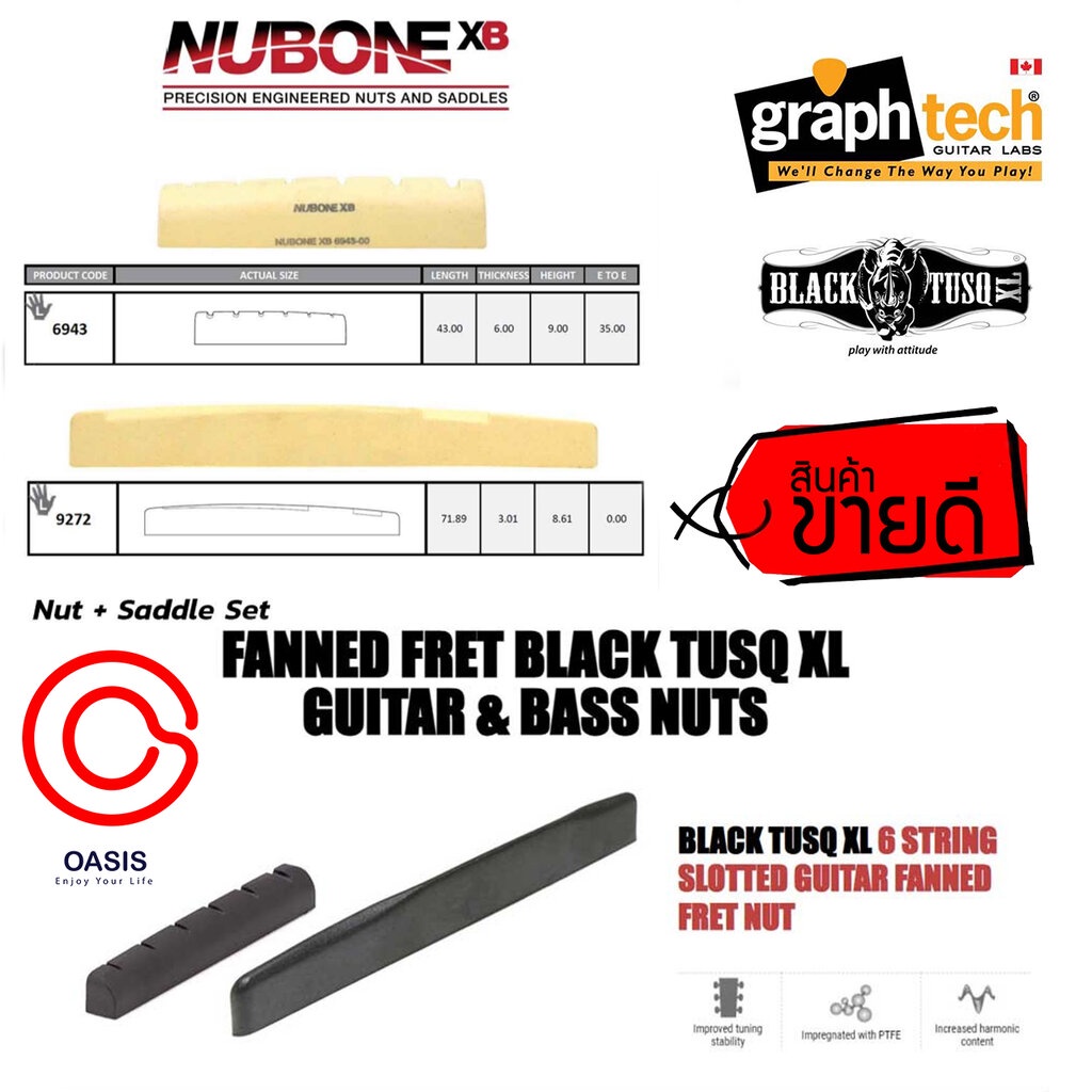 ภาพหน้าปกสินค้า(ของแท้/มี 2สี) หย่องกีต้ารโปร่ง Nut & Saddle NuBone XB Set Guitar (GraphTech) TUSQ Graphtech NUT SADDLE