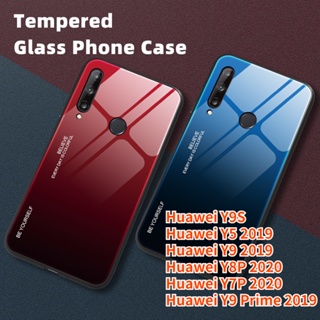 เคสโทรศัพท์มือถือกระจกนิรภัย แบบแข็ง ไล่โทนสี หรูหรา สําหรับ Huawei Y8P 2020 Y7P 2020 Y9 2019 Y9 Prime 2019 Y5 2019 Y9S