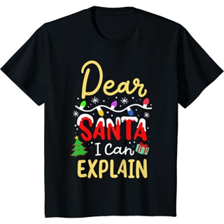 เสื้อยืด พิมพ์ลายคริสต์มาส Dear Santa I Can Explainเสื้อคู่รัก