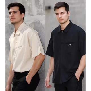 Backtobazix - Mens Oversized Shirt เสื้อเชิ้ตทรงโอเวอไซส์ผ้าไหมอิตาลี