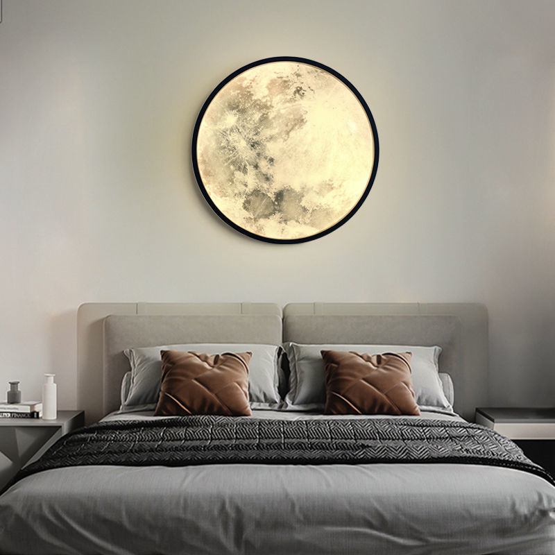 โคมไฟพระจันทร์-โคมไฟติดผนังห้องนอน-โคมไฟข้างเตียง-โมเดิร์น-โคมไฟติดผนังในร่ม-แสงพื้นหลังห้องนั่งเล่น
