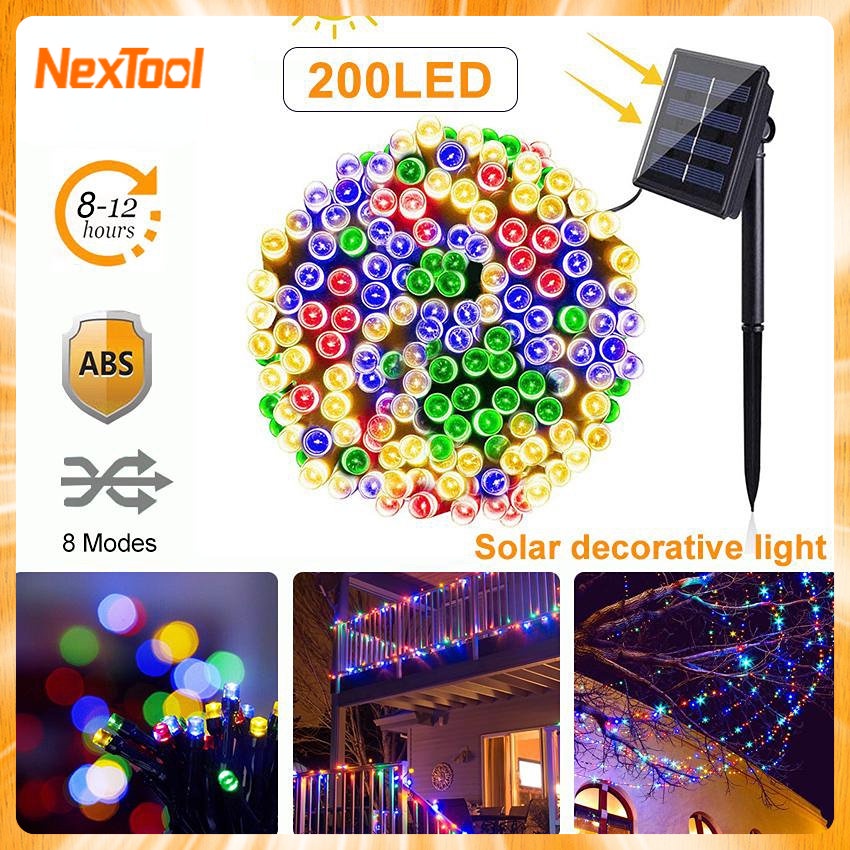 Nextool 50/100/200 LED ไฟประดับ รีโมท ไฟสาย 8 โหมด พลังงานแสงอาทิตย์ ...