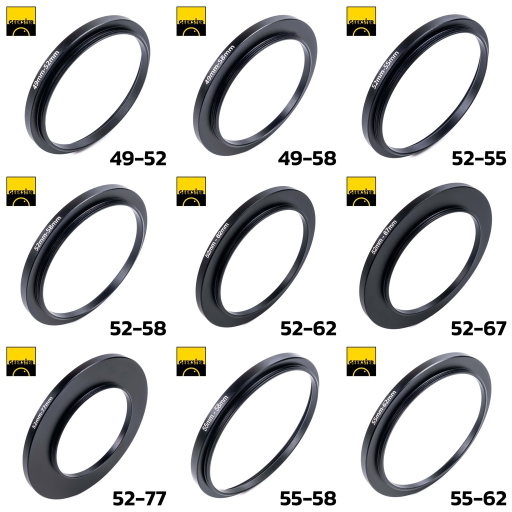 ภาพสินค้าแหวน Step Up Ring ทุกขนาด ( แหวนแปลง หน้าเลนส์ ฟิลเตอร์ 37mm 46mm 49mm 52mm 55mm 58mm 62mm 67mm 72mm 77mm 82mm ) จากร้าน geekster บน Shopee ภาพที่ 2