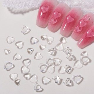 【AG】20Pcs Nail Decorations Transparent Exquisite Stunning Visual Effect 3D Love Heart Nail