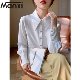 Manxi เสื้อแฟชั่น เสื้อแขนยาวผญ เกาหลี วินเทจ A25K000