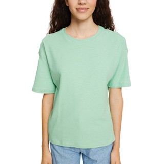 ESPRIT Womens Textured jersey made of cotton T-shirt