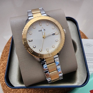 🎀 (สด-ผ่อน) นาฬิกา สายทูโทน หน้าปัดขาว BQ3597 FOSSIL Dayle Three-Hand Date Two-Tone Stainless Steel Watch ขนาด 38 มิล