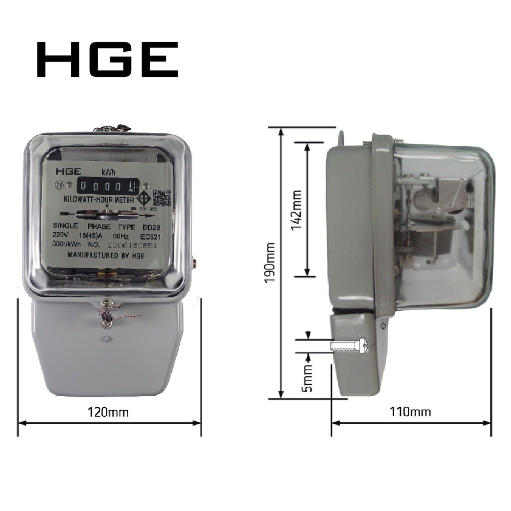 hge-มิเตอร์ไฟ-มิเตอร์ไฟฟ้า-1เฟส-2สาย-15-45a-มอก-2336-2552-มาตราฐานการไฟฟ้า