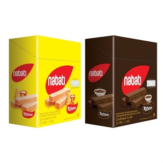 สินค้า Nabati wafer เวเฟอร์🥖ขนมเวเฟอร์สอดใส้ชีส ใส้ช็อคโกแลต 1 กล่องมี 12 ชิ้น
