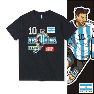 เสื้อยืดแขนสั้น พิมพ์ลายทีมชาติฟุตบอล Messi Argentine Qatar World Cup 2022 สําหรับผู้ชาย