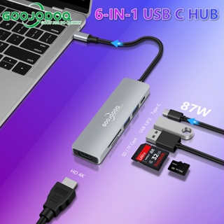 GOOJODOQ?? อะแดปเตอร์ฮับ USB Type-C การ์ดรีดเดอร์ HDMI VGA RJ45 USB C เป็น USB 3.0 สําหรับ Macbook Pro