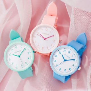 นาฬิกาข้อมือ ลายดอกซากุระ สีชมพู แบบเรียบง่าย สําหรับเด็กผู้หญิง นักเรียนมัธยมปลาย