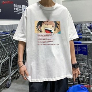 gothic เสือยืดผู้ชาย เสื้อบอดี้โ Anime T-shirt∋อะนิเมะ One Piece เสื้อยืดแขนสั้นชายหลวมฤดูร้อนเวอร์ชั่นเกาหลีของแนว_17