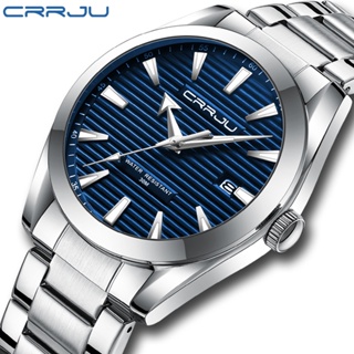 Crrju นาฬิกาข้อมือควอตซ์แฟชั่น สายแสตนเลส กันน้ํา สไตล์คลาสสิก สําหรับผู้ชาย 5006X