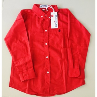 เสื้อเชิ้ตสีเเดงเด็กชาย Anchor size 2XL