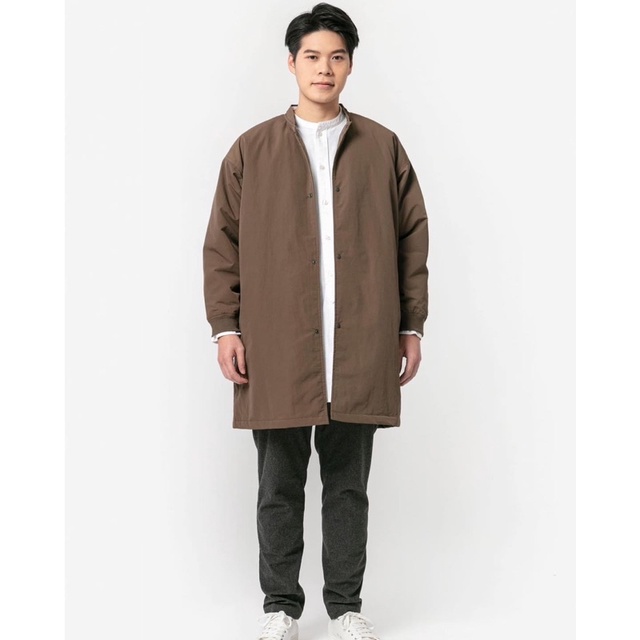 muji-เสื้อแจ็คเก็ต-เสื้อคลุม-กันลมกันหนาวได้-unisex-water-repellent-padded-stand-collar-coat