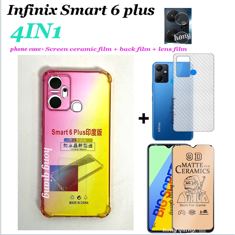 4in1-เคสโทรศัพท์มือถือ-กันหล่น-ไล่โทนสี-ฟิล์มเซรามิคนิ่ม-ฟิล์มด้านหลัง-ฟิล์มเลนส์-สําหรับ-infinix-smart-6-plus-smart-6-hd-smart-6-smart-5-smart-7