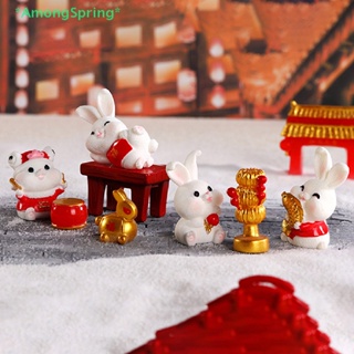 AmongSpring&gt; Mini Chinese New Year The Rabbit Zodiac Resin Small Bunny Micro Landscape Doll new