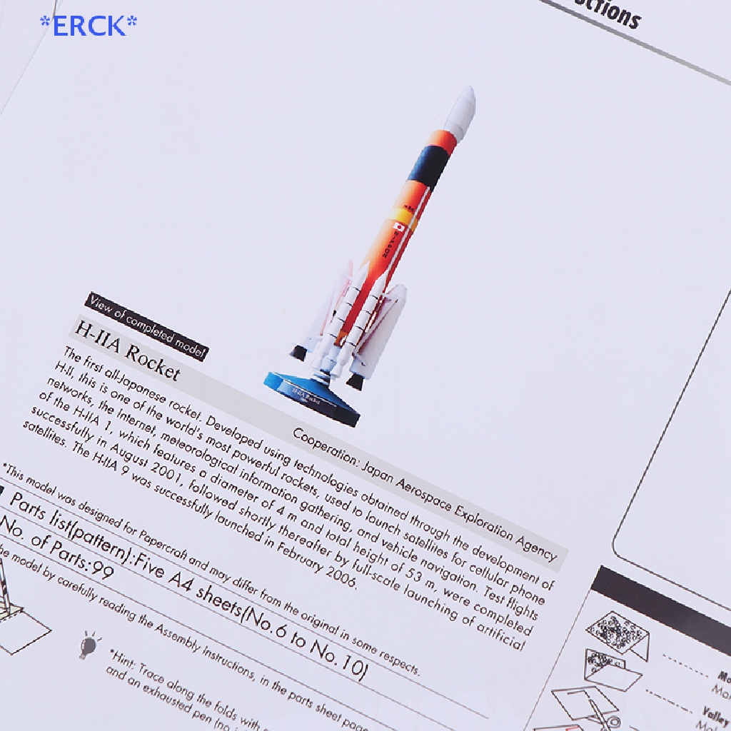 erck-gt-โมเดลกระดาษจรวด-3d-h-2-ขนาด-40-ซม-diy-ของเล่นสําหรับเด็ก