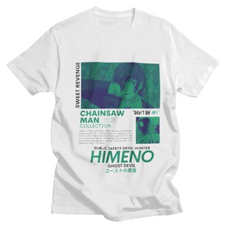 เสื้อเบลาส์ เสื้อยืดแขนสั้นลําลอง ผ้าฝ้าย แบบนิ่ม พิมพ์ลายการ์ตูนอนิเมะ Chainsaw Man สําหรับผู้ชายเสื้อยืด_56