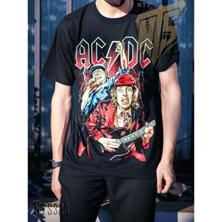 AC DC Rock n Roll เสิ้อยืดดำ เสื้อยืดชาวร็อค เสื้อวง New Type System  Rock brand Sz. S M L XL XXLเสื้อยืด_17