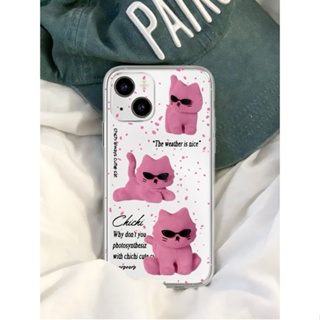 Pink sunglasses cat เคสไอโฟน iPhone 11 8 Plus case X Xr Xs Max Se 2020 cover เคส iPhone 13 12 pro max 7 Plus 14 pro max