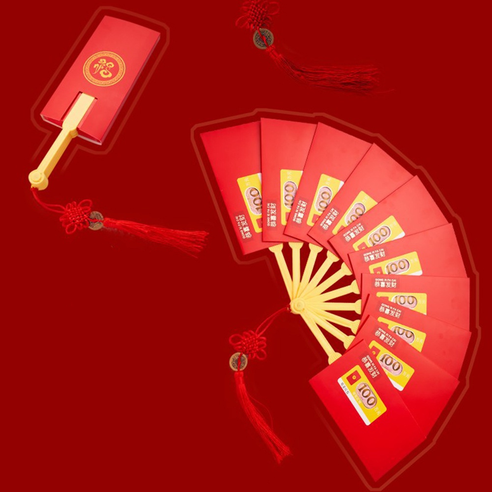 ซองจดหมายสีแดงการ์ตูนรูปพัดลมแพ็คเก็ตสีแดงจีนปีใหม่กระเป๋าเงินแต่งงานโชคดีแพ็คเก็ต-cynthia