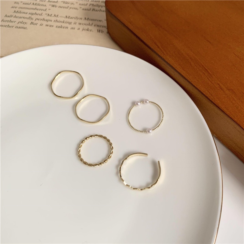 เซ็ทละ-5-ชิ้น-แหวน-แหวนเกาหลี-แหวนแฟชั่น-ทรงเรขาคณิต
