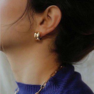 ต่างหูประดับมุก ไทเทเนียม สตีล 18K gold plated ไม่ลอกไม่ดำ แพ้ง่ายใส่ได้