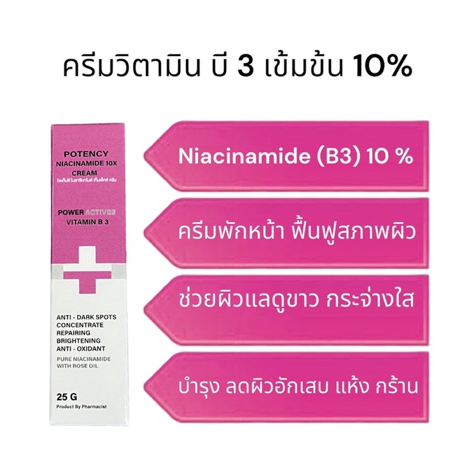 potency-niacinamide-10x-25กรัม-ครีม-วิตามิน-บี3-เข้มข้น-10-ช่วยปรับสีผิวให้ดูสม่ำเสมอ-ผิวแลดูกระจ่างใส-ต้านอนุมูลอิสระ