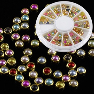 【AG】5mm Colorized Alloy Round Nail Rhinestone Pearl Wheel Tool