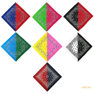 Exhila Colorblock Paisley Bandanas ผ้าพันคอ ผ้าเช็ดหน้า ทรงสี่เหลี่ยม สไตล์คาวบอย สําหรับผู้ชาย และผู้หญิง