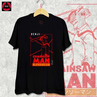 เสื้อคู่รัก Basic Anime Chainsaw Man - Denji Chainsaw Devil Shirtเสื้อยืดเสื้อยืด_17