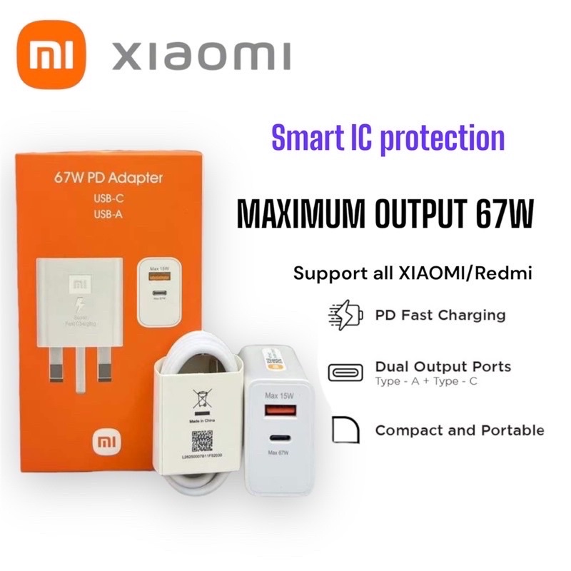 Xiaomi 67w Mi อะแดปเตอร์ชาร์จเทอร์โบ พร้อมสายเคเบิล Type C สําหรับ Mi ...