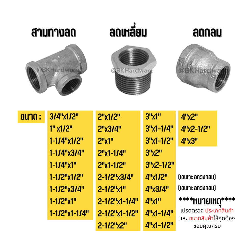 สามทางลด-4-x1-4-x3-อุปกรณ์ข้อต่อท่อน้ำเหล็ก-สามทางลด