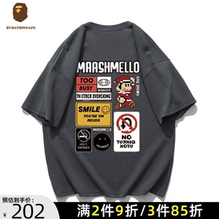 Bape ROCKY เสื้อยืดคอกลม แขนสั้น ผ้าฝ้าย พิมพ์ลาย แฟชั่นฤดูร้อน สําหรับผู้ชาย