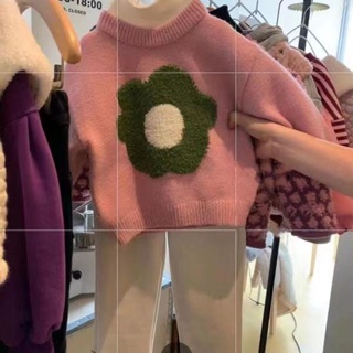 [Babycat] พร้อมส่ง เสื้อกันหนาว คอกลม ผ้าถัก ลายดอกไม้ สไตล์เกาหลี ญี่ปุ่น เกาหลีใต้ เหมาะกับหน้าหนาว สําหรับผู้หญิง 2022