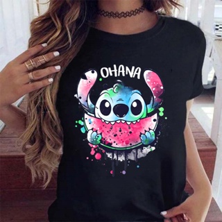 Kawaii Cartoon Stitch T Shirt Cartoon Women Ohana Lilo Stitch Graphic Tees Cute Anime Tops Harajuku T-shirt Female Cloth