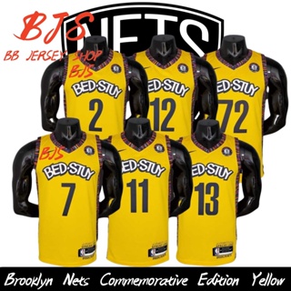 【BJS】เสื้อกีฬาบาสเก็ตบอล ลายทีม NO.7Durant Brooklyn Nets สีเหลือง