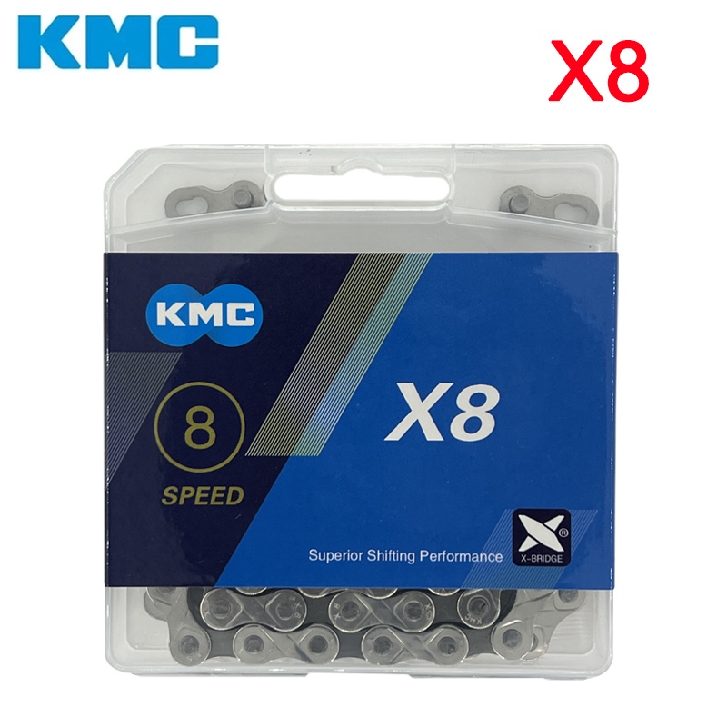 kmc-x8-โซ่จักรยาน-8-ความเร็ว-116l-ของแท้-พร้อมกล่องเชื่อมต่อ-8v-สําหรับจักรยานเสือภูเขา