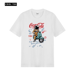 🌟พร้อมส่ง🌟Coca-Cola NASA astronaut printed short-sleeved T-shirt men and women European style loose cotton unicorn_59