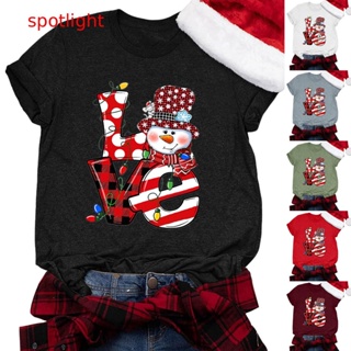 【Spotlight】 Women Casual Merry Christmas Printing Shirts Round Neck Short Sleeve Tee Tops Tunic Blouse xmas