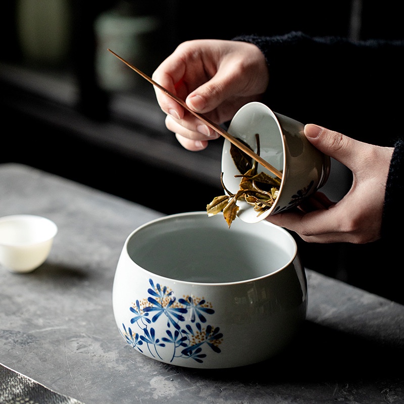 ชุดถ้วยชาเซรามิค-เพ้นท์มือ-ขนาดใหญ่-สไตล์จีน-สําหรับครัวเรือน