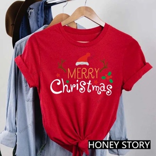 คริสต์มาส Merry Christmas &amp; Happy new year T-shirt เสื้อครอบครัวคริสต์มาส วันคริสต์มาส  เสื้อปีใหม่  Xmas