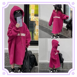สาวฤดูใบไม้ผลิ/ฤดูใบไม้ร่วง/ชุด  สาวใหม่แฟชั่นตะวันตกจดหมายพิมพ์ Drawstring มีฮู้ดเสื้อกันหนาวหลวมตรงกระโปรง  ผ้าฝ้ายแท้