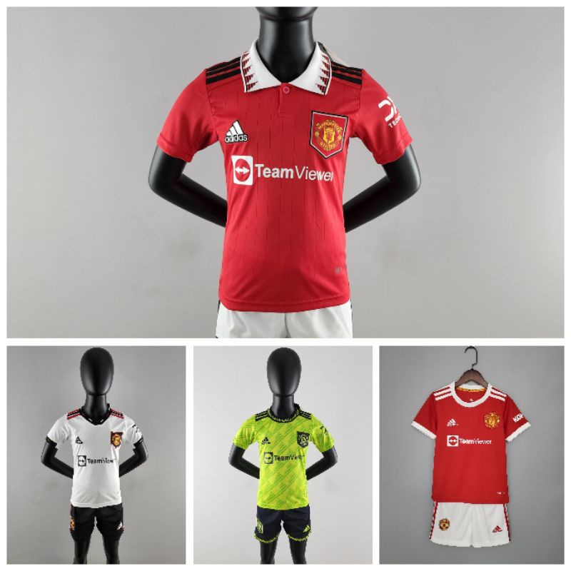 เสื้อกีฬาแขนสั้น-ลายทีมฟุตบอล-man-united-home-away-3rd-kit-21-22-23-jersi-budak-สําหรับเด็ก