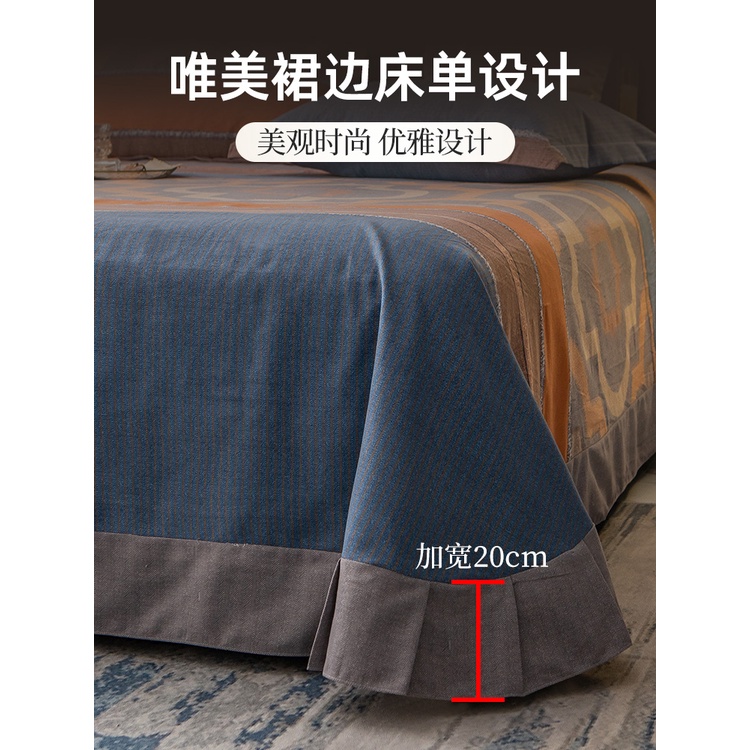 ผ้าปูที่นอนผ้าฝ้ายบริสุทธิ์ชิ้นเดียวผ้าฝ้าย-100-แปรงหนาเตียงเดี่ยวเตียงคู่เด็กผ้านวมคุณภาพสูงปลอกหมอนเดี่ยวชุดสามชิ้น