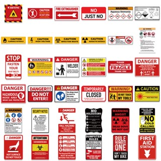 💥พร้อมส่ง💥ติกเกอร์คำเตือนต่างๆ สำหรับติดตกแต่ง Warning AIDS logo sticker จูราสสิค พาร์ค 75pcs